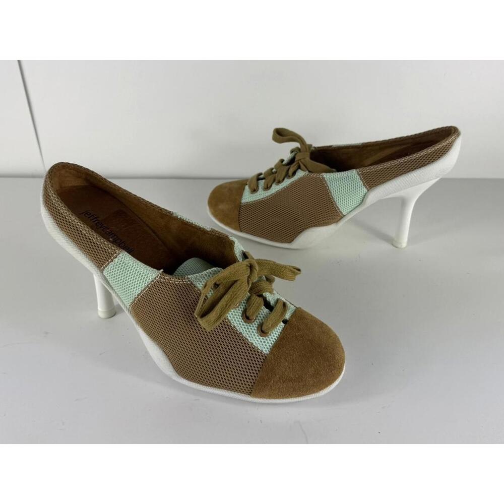 Jeffrey Campbell Tan Combo Cut Throat Women's Pump Lace Up US 7.5